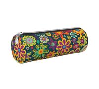 kkvhhyuo Trousse à crayons cylindrique en cuir avec motif hippie avec fermeture éclair dorée pour garçons, filles, adolescents, étudiants, écoles, Argenté., One Size, Organiseur de sac