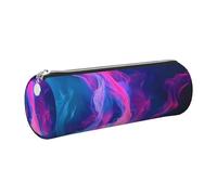 kkvhhyuo Trousse à crayons cylindrique en cuir imprimé bleu et feu avec fermeture éclair dorée pour garçons, filles, adolescents, étudiants, écoles, Argenté., One Size, Organiseur de sac