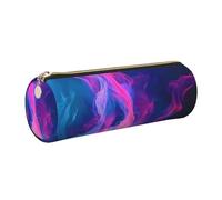 kkvhhyuo Trousse à crayons cylindrique en cuir imprimé bleu et feu avec fermeture éclair dorée pour garçons, filles, adolescents, étudiants, écoles, doré, One Size, Organiseur de sac