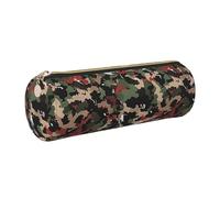 kkvhhyuo Trousse à crayons cylindrique en cuir imprimé camouflage avec fermeture éclair dorée pour garçons, filles, adolescents, étudiants, écoles, doré, One Size, Organiseur de sac