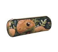 kkvhhyuo Trousse à crayons cylindrique en cuir imprimé dinosaure avec fermeture éclair dorée pour garçons, filles, adolescents, étudiants, écoles, doré, One Size, Organiseur de sac