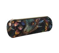 kkvhhyuo Trousse à crayons cylindrique en cuir imprimé écailles de dragon avec fermeture éclair dorée pour garçons, filles, adolescents, étudiants, écoles, doré, One Size, Organiseur de sac