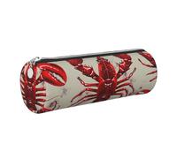 kkvhhyuo Trousse à crayons cylindrique en cuir imprimé homard rouge avec fermeture éclair dorée pour garçons, filles, adolescents, étudiants, écoles, Argenté., One Size, Organiseur de sac