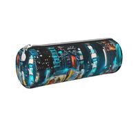 kkvhhyuo Trousse à crayons cylindrique en cuir imprimé peintures de New York avec fermeture éclair dorée pour garçons, filles, adolescents, étudiants, écoles, Argenté., One Size, Organiseur de sac