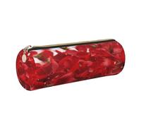 kkvhhyuo Trousse à crayons cylindrique en cuir imprimé pétales de rose rouge avec fermeture éclair dorée pour garçons, filles, adolescents, étudiants, écoles, doré, One Size, Organiseur de sac