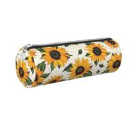 kkvhhyuo Trousse à crayons cylindrique en cuir imprimé tournesol avec fermeture éclair dorée pour garçons, filles, adolescents, étudiants, écoles, Argenté., One Size, Organiseur de sac
