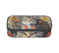 kkvhhyuo Trousse à crayons de grande capacité avec compartiments et fermeture éclair pour étudiants, enseignants, bureau, Chats et fleurs drôles, One Size, Imprimé