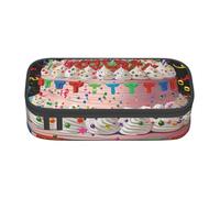 kkvhhyuo Trousse à crayons de grande capacité avec compartiments et fermeture éclair pour étudiants, enseignants, bureau, Big Cake Happy Birthday, One Size, Imprimé
