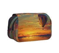 kkvhhyuo Trousse à crayons de grande capacité avec double fermeture éclair pour étudiants, bureau, voyage, Montgolfière Coucher de soleil, One Size, Organiseur de sac