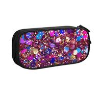 kkvhhyuo Trousse à crayons de grande capacité avec imprimé à paillettes - Organiseur de papeterie - Trousse de maquillage portable pour garçons et filles - Noir, Noir , One Size, Organiseur de sac