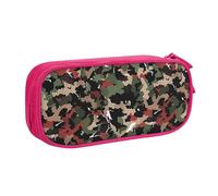 kkvhhyuo Trousse à crayons de grande capacité avec imprimé camouflage, trousse de papeterie, trousse de maquillage portable pour garçons et filles, noir, rose, One Size, Organiseur de sac