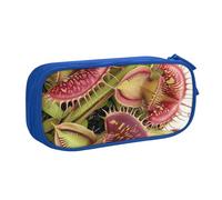 kkvhhyuo Trousse à crayons de grande capacité avec imprimé de plantes carnivores, trousse de maquillage, trousse de maquillage portable pour garçons et filles, noir, bleu, One Size, Organiseur de sac