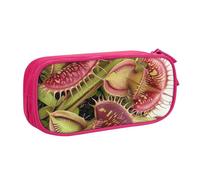 kkvhhyuo Trousse à crayons de grande capacité avec imprimé de plantes carnivores, trousse de maquillage, trousse de maquillage portable pour garçons et filles, noir, rose, One Size, Organiseur de sac