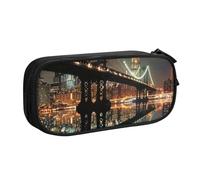 kkvhhyuo Trousse à crayons de grande capacité avec imprimé New York Manhattan Bridge Night - Organiseur de papeterie - Trousse de maquillage portable pour garçons et filles - Noir, Noir , One Size