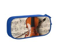 kkvhhyuo Trousse à crayons de grande capacité avec imprimé partitions de violon - Organiseur de papeterie - Trousse de maquillage portable pour garçons et filles - Noir, bleu, One Size, Organiseur de