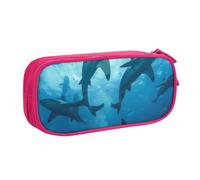 kkvhhyuo Trousse à crayons de grande capacité avec imprimé requins marteaux, trousse de papeterie, trousse de maquillage portable pour garçons et filles, noir, rose, One Size, Organiseur de sac