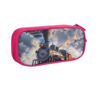 kkvhhyuo Trousse à crayons de grande capacité avec imprimé train à vapeur et nuages - Organiseur de papeterie - Trousse de maquillage portable pour garçons et filles - Noir, rose, One Size, Organiseur