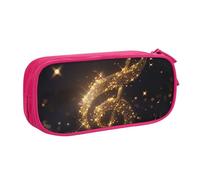 kkvhhyuo Trousse à crayons de grande capacité avec note de musique dorée et étoile brillante tombée, organiseur de papeterie, trousse de maquillage pour garçons et filles, noir, rose, One Size