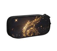 kkvhhyuo Trousse à crayons de grande capacité avec note de musique dorée et étoile brillante tombée, organiseur de papeterie, trousse de maquillage pour garçons et filles, noir, Noir , One Size