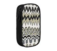 kkvhhyuo Trousse à crayons double couche en zigzag Noir/blanc, Noir | Boîte à crayons de grande capacité en tissu Oxford pour l'école, le bureau, les voyages, les enfants, noir