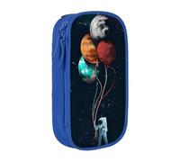 kkvhhyuo Trousse à crayons double couche Motif astronautes, bleu | Boîte à crayons de grande capacité en tissu Oxford pour l'école, le bureau, les voyages, les enfants, noir