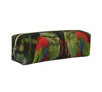 kkvhhyuo Trousse à crayons en cuir avec deux perroquets sur palmier vert - Trousse à crayons portable avec poche zippée dorée - Taille pour étudiant, bureau, collège, doré, One Size, Organiseur de sac