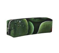 kkvhhyuo Trousse à crayons en cuir avec fermeture éclair dorée - Motif insectes à trois feuilles - Pour étudiants, artistes, enseignants, bureau - Vert, Argenté., One Size, Organiseur de sac