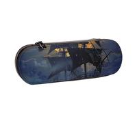 kkvhhyuo Trousse à crayons en cuir avec fermeture éclair et motif bateau de pirate pleine lune - Pochette esthétique portable de grande capacité pour l'école, le bureau, les voyages