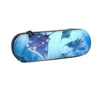 kkvhhyuo Trousse à crayons en cuir avec fermeture éclair - Motif animaux marins - Grande capacité - Organiseur de papeterie et trousse de maquillage pour l'école, le bureau, les voyages