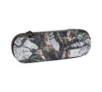 kkvhhyuo Trousse à crayons en cuir avec fermeture éclair - Pochette esthétique portable de grande capacité - Pour l'école, le bureau, les voyages, Cold Tree Camouflage, One Size, Organiseur de sac