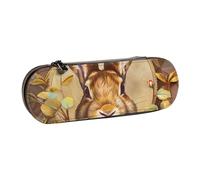 kkvhhyuo Trousse à crayons en cuir avec fermeture éclair - Pochette esthétique portable de grande capacité - Pour l'école, le bureau, les voyages, Rosace lapin., One Size, Organiseur de sac