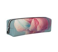 kkvhhyuo Trousse à crayons en cuir avec imprimé barbe à papa - Trousse à crayons - Design fin - Avec poche zippée dorée - Pour étudiant, bureau, collège, Argenté., One Size, Organiseur de sac