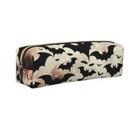 kkvhhyuo Trousse à crayons en cuir avec imprimé chauve-souris volantes d'Halloween - Trousse à crayons - Design fin - Avec fermeture éclair dorée - Pour étudiant, bureau, collège, doré, One Size