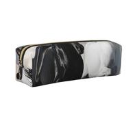 kkvhhyuo Trousse à crayons en cuir avec imprimé chevaux noirs et blancs - Trousse à crayons fine avec fermeture éclair dorée - Taille pour étudiant, bureau, collège, doré, One Size, Organiseur de sac