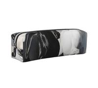 kkvhhyuo Trousse à crayons en cuir avec imprimé chevaux noirs et blancs - Trousse à crayons fine avec fermeture éclair dorée - Taille pour étudiant, bureau, collège, Argenté., One Size, Organiseur de