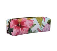 kkvhhyuo Trousse à crayons en cuir avec imprimé de fleurs hawaïennes, trousse à crayons, trousse à crayons avec fermeture éclair dorée, taille de poche pour étudiant, bureau, collège, doré, One Size