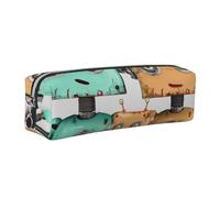 kkvhhyuo Trousse à crayons en cuir avec imprimé de robots de dessin animé mignon - Trousse à crayons fine avec fermeture éclair dorée - Taille pour étudiant, bureau, collège, Argenté., One Size