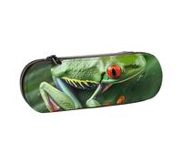 kkvhhyuo Trousse à crayons en cuir avec imprimé éléphant africain - Esthétique - Pour papeterie, maquillage, ustensiles, Feuilles de grenouille animale, One Size, Trousse de beauté