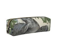 kkvhhyuo Trousse à crayons en cuir avec imprimé lapins lamantins, trousse à crayons, trousse à crayons, trousse à crayons avec fermeture éclair dorée, taille pour étudiant, bureau, collège, doré, One