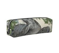 kkvhhyuo Trousse à crayons en cuir avec imprimé lapins lamantins, trousse à crayons, trousse à crayons, trousse à crayons avec fermeture éclair dorée, taille pour étudiant, bureau, collège, Argenté