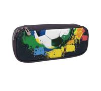 kkvhhyuo Trousse à crayons en cuir avec imprimé léopard - Grande capacité - Multifonctionnelle - Pour l'école, les étudiants, les filles, les garçons, les femmes et les hommes, Ballon de football