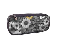 kkvhhyuo Trousse à crayons en cuir avec imprimé papillons bleus et fleurs blanches, grande capacité, trousse à crayons multifonctionnelle, pour l'école, les étudiants, les filles, les garçons, les
