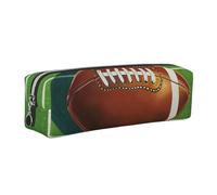 kkvhhyuo Trousse à crayons en cuir avec imprimé terrain de football américain et ballon de football américain - Trousse à crayons fine avec fermeture éclair dorée - Taille de poche pour étudiant
