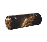 kkvhhyuo Trousse à crayons en cuir avec note de musique dorée et étoile brillante tombée, fermeture éclair dorée pour garçons, filles, adolescents, étudiants, écoles, doré, One Size, Organiseur de sac