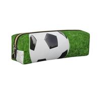 kkvhhyuo Trousse à crayons en cuir imprimé ballon de football avec fermeture éclair dorée pour étudiants, artistes, enseignants, bureau, doré, One Size, Organiseur de sac