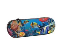kkvhhyuo Trousse à crayons en cuir imprimé tigre à rayures - Trousse à crayons esthétique pour papeterie, maquillage, ustensiles de maquillage, Le monde sous-marin des poissons tropicaux, One Size
