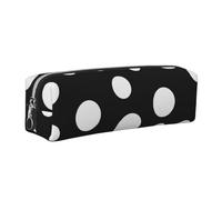 kkvhhyuo Trousse à crayons en cuir noir et blanc avec gros pois - Trousse à crayons portable avec fermeture éclair dorée - Taille pour étudiant, bureau, collège, Argenté., One Size, Organiseur de sac