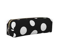 kkvhhyuo Trousse à crayons en cuir noir et blanc avec gros pois - Trousse à crayons portable avec fermeture éclair dorée - Taille pour étudiant, bureau, collège, doré, One Size, Organiseur de sac