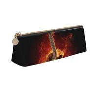 kkvhhyuo Trousse à crayons en cuir synthétique avec imprimé papillon et poisson pour enfants, trousse à stylos portable pour fournitures scolaires et de bureau, Guitare Burning Fire, One Size, Trousse