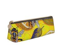 kkvhhyuo Trousse à crayons fine en cuir avec imprimé plage deux ananas et motif triangulaire pour les étudiants, le travail, le bureau, l'université, le milieu et l'école., Jaune citron et abeille